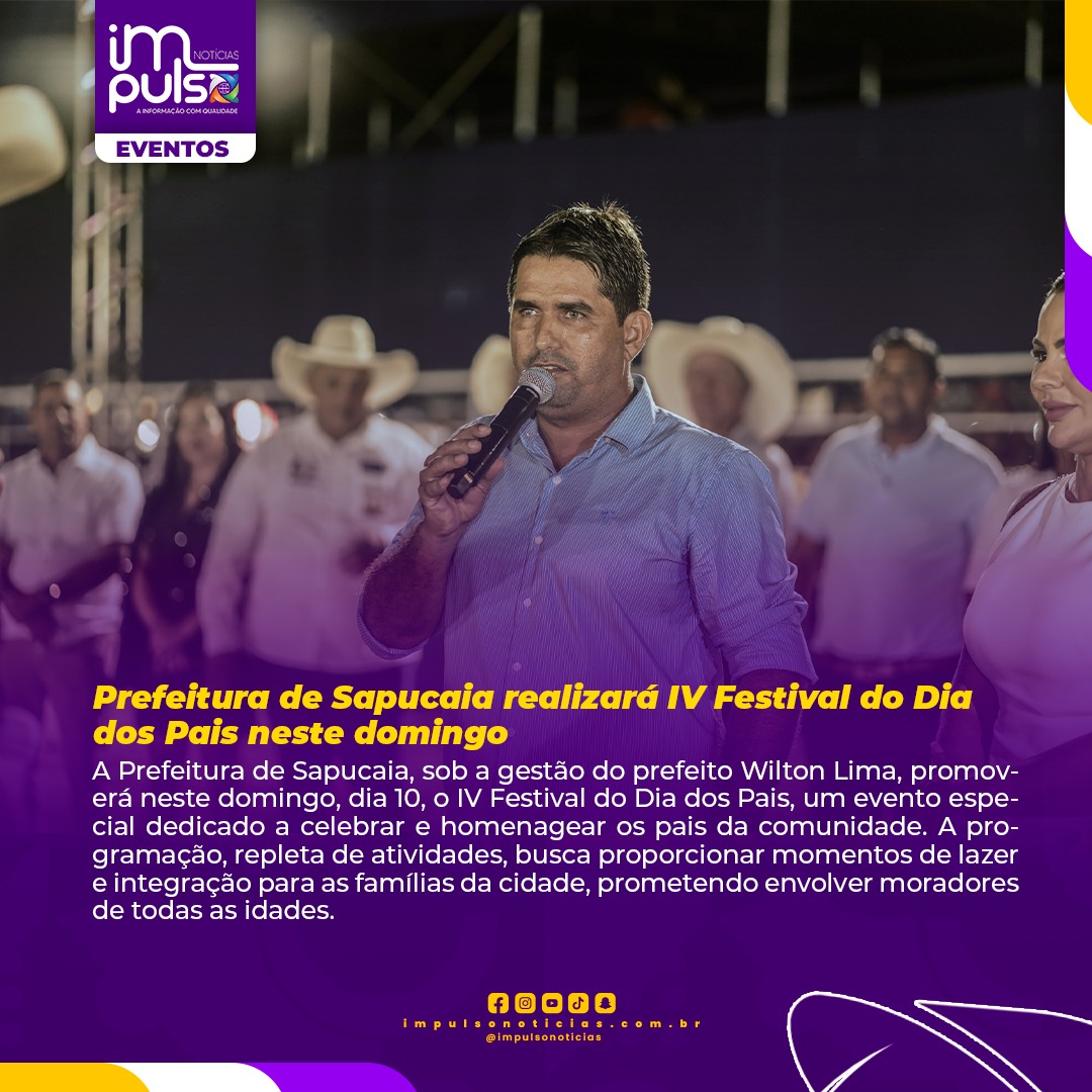 Prefeitura de Sapucaia realizará IV Festival do Dia dos Pais neste domingo